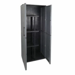 Dmora Armoire Extérieure Ou Intérieure, 2 Portes Et 3 Niveaux En Polypropylène Ajustables, 100% Made In Italy, 68x37h163 Cm, Couleur Grise -Rangement de jardin Soldes 51647152 3