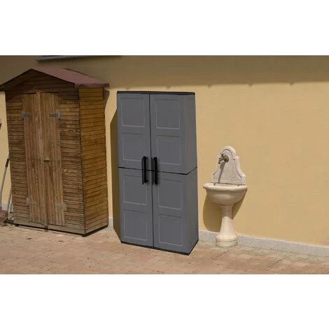 Dmora Armoire Polyvalente Extérieure Ou Intérieure, Mobile 2 Portes Et 3 Niveaux De Polypropylène Ajustables, 100% Made In Italy, 68x37h163 Cm, Couleur Grise 3 Dmora Armoire Polyvalente Extérieure Ou Intérieure, Mobile 2 Portes Et 3 Niveaux De Polypropylène Ajustables, 100% Made In Italy, 68x37h163 Cm, Couleur Grise