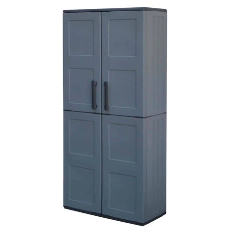 Dmora Armoire Polyvalente Extérieure Ou Intérieure, Mobile 2 Portes Et 3 Niveaux De Polypropylène Ajustables, 100% Made In Italy, 68x37h163 Cm, Couleur Grise 4 Dmora Armoire Polyvalente Extérieure Ou Intérieure, Mobile 2 Portes Et 3 Niveaux De Polypropylène Ajustables, 100% Made In Italy, 68x37h163 Cm, Couleur Grise – Image 2