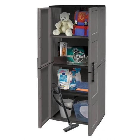 Dmora Armoire Polyvalente Extérieure Ou Intérieure, Mobile 2 Portes Et 3 Niveaux De Polypropylène Ajustables, 100% Made In Italy, 68x37h163 Cm, Couleur Grise 5 Dmora Armoire Polyvalente Extérieure Ou Intérieure, Mobile 2 Portes Et 3 Niveaux De Polypropylène Ajustables, 100% Made In Italy, 68x37h163 Cm, Couleur Grise – Image 3