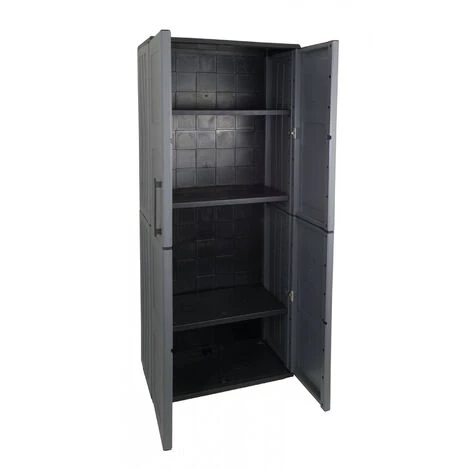 Dmora Armoire Polyvalente Extérieure Ou Intérieure, Mobile 2 Portes Et 3 Niveaux De Polypropylène Ajustables, 100% Made In Italy, 68x37h163 Cm, Couleur Grise 6 Dmora Armoire Polyvalente Extérieure Ou Intérieure, Mobile 2 Portes Et 3 Niveaux De Polypropylène Ajustables, 100% Made In Italy, 68x37h163 Cm, Couleur Grise – Image 4