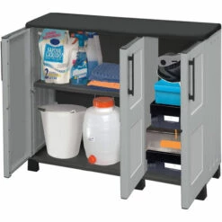 Dmora Armoire Polyvalente Extérieure Ou Intérieure, 3 Portes Et 1 étagère En Polypropylène, 100% Mobile Fabriqué En Italie, 102x37h90 Cm, Couleur Gris Clair -Rangement de jardin Soldes 51647157 4