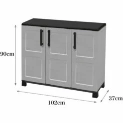 Dmora Armoire Polyvalente Extérieure Ou Intérieure, 3 Portes Et 1 étagère En Polypropylène, 100% Mobile Fabriqué En Italie, 102x37h90 Cm, Couleur Gris Clair -Rangement de jardin Soldes 51647157 5