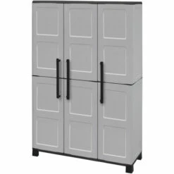 Dmora Armoire Extérieure Ou Intérieure, 3 Portes Et 3 Niveaux En Polypropylène, 100% Made In Italy, 102x37h169 Cm, Couleur Gris Clair 8 Dmora Armoire Extérieure Ou Intérieure, 3 Portes Et 3 Niveaux En Polypropylène, 100% Made In Italy, 102x37h169 Cm, Couleur Gris Clair -Rangement de jardin Soldes 51647167 2