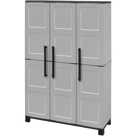 Dmora Armoire Extérieure Ou Intérieure, 3 Portes Et 3 Niveaux En Polypropylène, 100% Made In Italy, 102x37h169 Cm, Couleur Gris Clair 4 Dmora Armoire Extérieure Ou Intérieure, 3 Portes Et 3 Niveaux En Polypropylène, 100% Made In Italy, 102x37h169 Cm, Couleur Gris Clair – Image 2