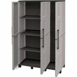 Dmora Armoire Extérieure Ou Intérieure, 3 Portes Et 3 Niveaux En Polypropylène, 100% Made In Italy, 102x37h169 Cm, Couleur Gris Clair 9 Dmora Armoire Extérieure Ou Intérieure, 3 Portes Et 3 Niveaux En Polypropylène, 100% Made In Italy, 102x37h169 Cm, Couleur Gris Clair -Rangement de jardin Soldes 51647167 3