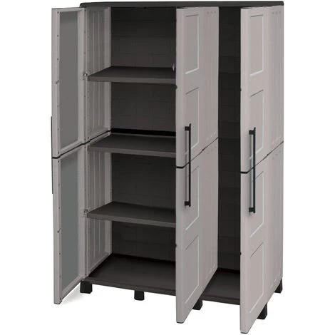 Dmora Armoire Extérieure Ou Intérieure, 3 Portes Et 3 Niveaux En Polypropylène, 100% Made In Italy, 102x37h169 Cm, Couleur Gris Clair 5 Dmora Armoire Extérieure Ou Intérieure, 3 Portes Et 3 Niveaux En Polypropylène, 100% Made In Italy, 102x37h169 Cm, Couleur Gris Clair – Image 3