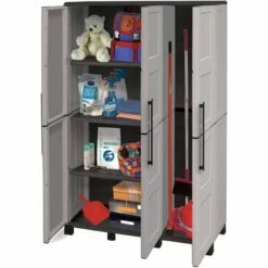 Dmora Armoire Extérieure Ou Intérieure, 3 Portes Et 3 Niveaux En Polypropylène, 100% Made In Italy, 102x37h169 Cm, Couleur Gris Clair 10 Dmora Armoire Extérieure Ou Intérieure, 3 Portes Et 3 Niveaux En Polypropylène, 100% Made In Italy, 102x37h169 Cm, Couleur Gris Clair -Rangement de jardin Soldes 51647167 4