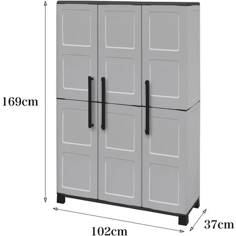 Dmora Armoire Extérieure Ou Intérieure, 3 Portes Et 3 Niveaux En Polypropylène, 100% Made In Italy, 102x37h169 Cm, Couleur Gris Clair 7 Dmora Armoire Extérieure Ou Intérieure, 3 Portes Et 3 Niveaux En Polypropylène, 100% Made In Italy, 102x37h169 Cm, Couleur Gris Clair – Image 5