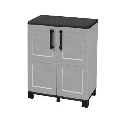 Dmora Cabinet Extérieure Ou Interne Polyvalent, Armoire Basse Avec 2 Portes Et 1 étagère En Polypropylène, 100% Made In Italy, 68x37h90 Cm, Couleur Gris Clair 4 Dmora Cabinet Extérieure Ou Interne Polyvalent, Armoire Basse Avec 2 Portes Et 1 étagère En Polypropylène, 100% Made In Italy, 68x37h90 Cm, Couleur Gris Clair – Image 2