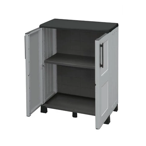 Dmora Cabinet Extérieure Ou Interne Polyvalent, Armoire Basse Avec 2 Portes Et 1 étagère En Polypropylène, 100% Made In Italy, 68x37h90 Cm, Couleur Gris Clair 5 Dmora Cabinet Extérieure Ou Interne Polyvalent, Armoire Basse Avec 2 Portes Et 1 étagère En Polypropylène, 100% Made In Italy, 68x37h90 Cm, Couleur Gris Clair – Image 3