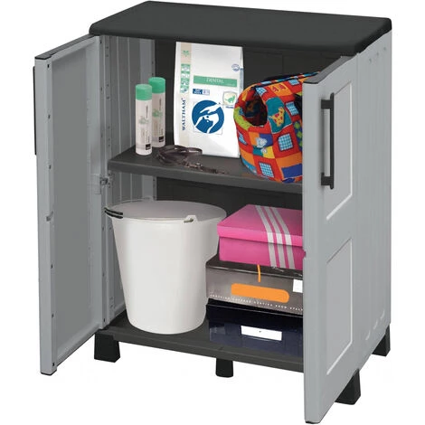 Dmora Cabinet Extérieure Ou Interne Polyvalent, Armoire Basse Avec 2 Portes Et 1 étagère En Polypropylène, 100% Made In Italy, 68x37h90 Cm, Couleur Gris Clair 6 Dmora Cabinet Extérieure Ou Interne Polyvalent, Armoire Basse Avec 2 Portes Et 1 étagère En Polypropylène, 100% Made In Italy, 68x37h90 Cm, Couleur Gris Clair – Image 4