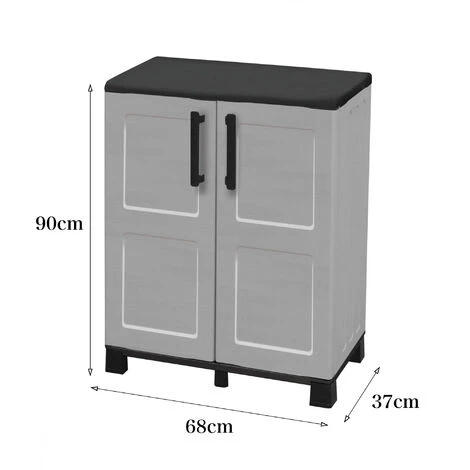 Dmora Cabinet Extérieure Ou Interne Polyvalent, Armoire Basse Avec 2 Portes Et 1 étagère En Polypropylène, 100% Made In Italy, 68x37h90 Cm, Couleur Gris Clair 7 Dmora Cabinet Extérieure Ou Interne Polyvalent, Armoire Basse Avec 2 Portes Et 1 étagère En Polypropylène, 100% Made In Italy, 68x37h90 Cm, Couleur Gris Clair – Image 5