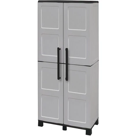 Dmora Armoire Polyvalente Extérieure Ou Intérieure, 2 Portes Mobiles Et 3 Niveaux En Polypropylène Ajustables, 100% Made In Italy, 68x37h169 Cm, Couleur Gris Clair 4 Dmora Armoire Polyvalente Extérieure Ou Intérieure, 2 Portes Mobiles Et 3 Niveaux En Polypropylène Ajustables, 100% Made In Italy, 68x37h169 Cm, Couleur Gris Clair – Image 2