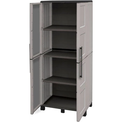 Dmora Armoire Polyvalente Extérieure Ou Intérieure, 2 Portes Mobiles Et 3 Niveaux En Polypropylène Ajustables, 100% Made In Italy, 68x37h169 Cm, Couleur Gris Clair 5 Dmora Armoire Polyvalente Extérieure Ou Intérieure, 2 Portes Mobiles Et 3 Niveaux En Polypropylène Ajustables, 100% Made In Italy, 68x37h169 Cm, Couleur Gris Clair – Image 3