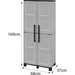 Dmora Armoire Polyvalente Extérieure Ou Intérieure, 2 Portes Mobiles Et 3 Niveaux En Polypropylène Ajustables, 100% Made In Italy, 68x37h169 Cm, Couleur Gris Clair 11 Dmora Armoire Polyvalente Extérieure Ou Intérieure, 2 Portes Mobiles Et 3 Niveaux En Polypropylène Ajustables, 100% Made In Italy, 68x37h169 Cm, Couleur Gris Clair -Rangement de jardin Soldes 51647185 5