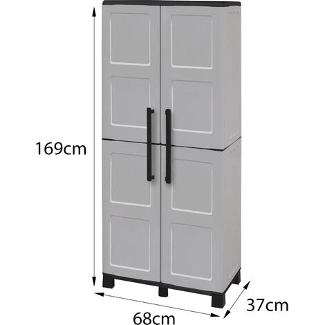 Dmora Armoire Polyvalente Extérieure Ou Intérieure, 2 Portes Mobiles Et 3 Niveaux En Polypropylène Ajustables, 100% Made In Italy, 68x37h169 Cm, Couleur Gris Clair 7 Dmora Armoire Polyvalente Extérieure Ou Intérieure, 2 Portes Mobiles Et 3 Niveaux En Polypropylène Ajustables, 100% Made In Italy, 68x37h169 Cm, Couleur Gris Clair – Image 5