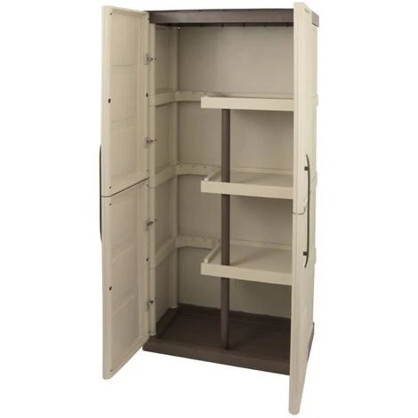 Dmora Armoire Extérieure Ou Intérieure, 2 Portes Et 3 Niveaux En Polypropylène, 100% Made In Italy, 70x39h165 Cm, Couleur Beige 5 Dmora Armoire Extérieure Ou Intérieure, 2 Portes Et 3 Niveaux En Polypropylène, 100% Made In Italy, 70x39h165 Cm, Couleur Beige – Image 3