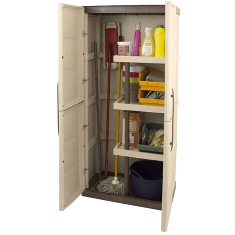 Dmora Armoire Extérieure Ou Intérieure, 2 Portes Et 3 Niveaux En Polypropylène, 100% Made In Italy, 70x39h165 Cm, Couleur Beige 6 Dmora Armoire Extérieure Ou Intérieure, 2 Portes Et 3 Niveaux En Polypropylène, 100% Made In Italy, 70x39h165 Cm, Couleur Beige – Image 4