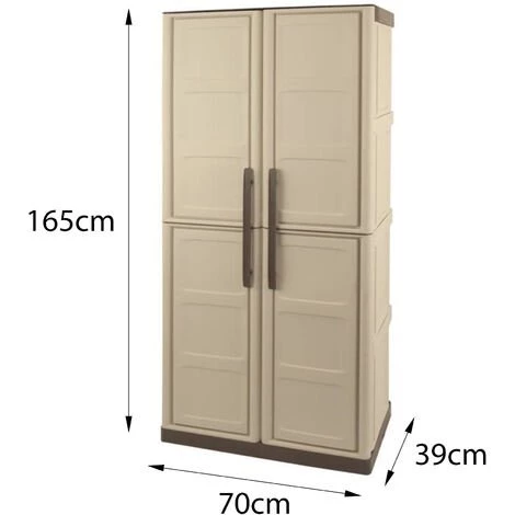 Dmora Armoire Extérieure Ou Intérieure, 2 Portes Et 3 Niveaux En Polypropylène, 100% Made In Italy, 70x39h165 Cm, Couleur Beige 7 Dmora Armoire Extérieure Ou Intérieure, 2 Portes Et 3 Niveaux En Polypropylène, 100% Made In Italy, 70x39h165 Cm, Couleur Beige – Image 5