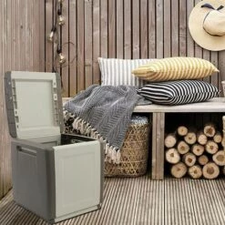 Dmora Tronc De Conteneur Polyvalent Polypropylène, Boîte Pleine Longueur, 100% Made In Italy, 54x53h57 Cm, Couleur Gris Clair