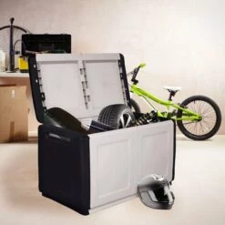 Dmora Tronc De Conteneur Polyvalent En Polypropylène, Boîte Pleine Longueur, 100% Made In Italy, 96x53h57 Cm, Couleur Gris Clair