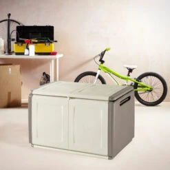 Dmora Tronc De Conteneur Polyvalent En Polypropylène, Boîte Pleine Longueur, 100% Made In Italy, 96x53h57 Cm, Couleur Gris Clair -Rangement de jardin Soldes 51647200 5