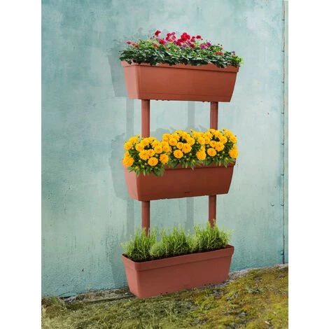 Dmora Ensemble De 3 Vases Pour Jardin De Légumes à Domicile, Ensemble De 3 Vases De Porte De Fleurs Pour Intérieur Ou Extérieur, 100% Made In Italy, 49x22h16 Cm, Couleur Marron 3 Dmora Ensemble De 3 Vases Pour Jardin De Légumes à Domicile, Ensemble De 3 Vases De Porte De Fleurs Pour Intérieur Ou Extérieur, 100% Made In Italy, 49x22h16 Cm, Couleur Marron