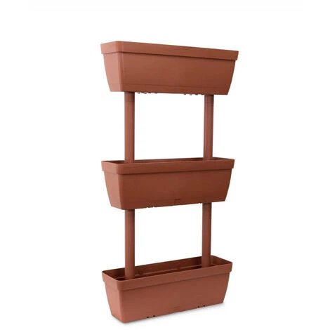 Dmora Ensemble De 3 Vases Pour Jardin De Légumes à Domicile, Ensemble De 3 Vases De Porte De Fleurs Pour Intérieur Ou Extérieur, 100% Made In Italy, 49x22h16 Cm, Couleur Marron 4 Dmora Ensemble De 3 Vases Pour Jardin De Légumes à Domicile, Ensemble De 3 Vases De Porte De Fleurs Pour Intérieur Ou Extérieur, 100% Made In Italy, 49x22h16 Cm, Couleur Marron – Image 2
