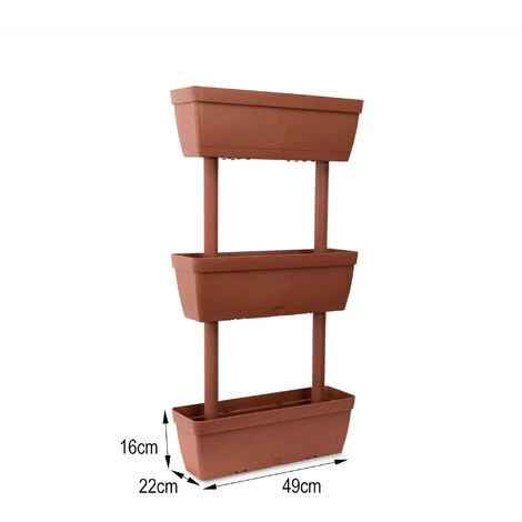 Dmora Ensemble De 3 Vases Pour Jardin De Légumes à Domicile, Ensemble De 3 Vases De Porte De Fleurs Pour Intérieur Ou Extérieur, 100% Made In Italy, 49x22h16 Cm, Couleur Marron 5 Dmora Ensemble De 3 Vases Pour Jardin De Légumes à Domicile, Ensemble De 3 Vases De Porte De Fleurs Pour Intérieur Ou Extérieur, 100% Made In Italy, 49x22h16 Cm, Couleur Marron – Image 3