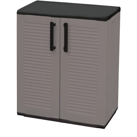 Dmora Armoire Polyvalente Multi-usines Ou Interne, Armoire Basse Avec 2 Portes Et 1 étagère En Polypropylène, 100% Made In Italy, 68x37h84 Cm, Couleur Grise 4 Dmora Armoire Polyvalente Multi-usines Ou Interne, Armoire Basse Avec 2 Portes Et 1 étagère En Polypropylène, 100% Made In Italy, 68x37h84 Cm, Couleur Grise – Image 2