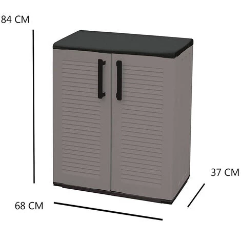 Dmora Armoire Polyvalente Multi-usines Ou Interne, Armoire Basse Avec 2 Portes Et 1 étagère En Polypropylène, 100% Made In Italy, 68x37h84 Cm, Couleur Grise 7 Dmora Armoire Polyvalente Multi-usines Ou Interne, Armoire Basse Avec 2 Portes Et 1 étagère En Polypropylène, 100% Made In Italy, 68x37h84 Cm, Couleur Grise – Image 5