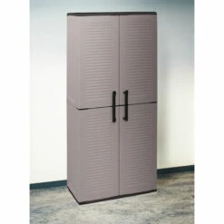 Dmora Armoire Polyvalente Extérieure Ou Intérieure, Mobile 2 Portes Et 3 Niveaux De Polypropylène Ajustables, 100% Made In Italy, 68x37h163 Cm, Couleur Grise