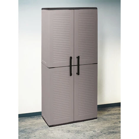Dmora Armoire Polyvalente Extérieure Ou Intérieure, Mobile 2 Portes Et 3 Niveaux De Polypropylène Ajustables, 100% Made In Italy, 68x37h163 Cm, Couleur Grise 3 Dmora Armoire Polyvalente Extérieure Ou Intérieure, Mobile 2 Portes Et 3 Niveaux De Polypropylène Ajustables, 100% Made In Italy, 68x37h163 Cm, Couleur Grise