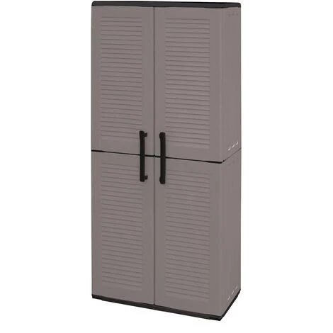 Dmora Armoire Polyvalente Extérieure Ou Intérieure, Mobile 2 Portes Et 3 Niveaux De Polypropylène Ajustables, 100% Made In Italy, 68x37h163 Cm, Couleur Grise 4 Dmora Armoire Polyvalente Extérieure Ou Intérieure, Mobile 2 Portes Et 3 Niveaux De Polypropylène Ajustables, 100% Made In Italy, 68x37h163 Cm, Couleur Grise – Image 2
