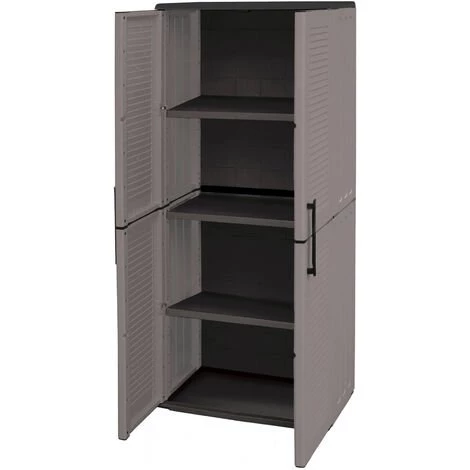 Dmora Armoire Polyvalente Extérieure Ou Intérieure, Mobile 2 Portes Et 3 Niveaux De Polypropylène Ajustables, 100% Made In Italy, 68x37h163 Cm, Couleur Grise 6 Dmora Armoire Polyvalente Extérieure Ou Intérieure, Mobile 2 Portes Et 3 Niveaux De Polypropylène Ajustables, 100% Made In Italy, 68x37h163 Cm, Couleur Grise – Image 4