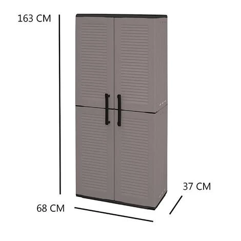 Dmora Armoire Polyvalente Extérieure Ou Intérieure, Mobile 2 Portes Et 3 Niveaux De Polypropylène Ajustables, 100% Made In Italy, 68x37h163 Cm, Couleur Grise 7 Dmora Armoire Polyvalente Extérieure Ou Intérieure, Mobile 2 Portes Et 3 Niveaux De Polypropylène Ajustables, 100% Made In Italy, 68x37h163 Cm, Couleur Grise – Image 5