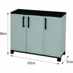 Dmora Armoire Polyvalente Extérieure Ou Intérieure, 3 Portes Et 1 étagère De Polypropylène, 100% Made In Italy, 102x37h90 Cm, Couleur Grise -Rangement de jardin Soldes 51776667 4