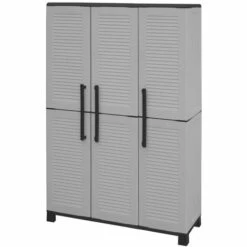 Dmora Armoire Extérieure Ou Intérieure, 3 Portes Et 3 Niveaux En Polypropylène Ajustables, 100% Made In Italy, 102x37h169 Cm, Couleur Grise 7 Dmora Armoire Extérieure Ou Intérieure, 3 Portes Et 3 Niveaux En Polypropylène Ajustables, 100% Made In Italy, 102x37h169 Cm, Couleur Grise -Rangement de jardin Soldes 51776670 2