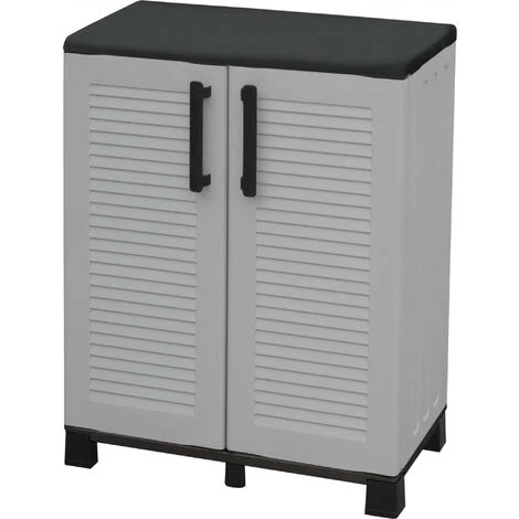 Dmora Cabinet Polyvalent Extérieure Ou Interne, Armoire Basse Avec 2 Portes Et 1 étagère En Polypropylène, 100% Made In Italy, 68x37h90 Cm, Couleur Grise 4 Dmora Cabinet Polyvalent Extérieure Ou Interne, Armoire Basse Avec 2 Portes Et 1 étagère En Polypropylène, 100% Made In Italy, 68x37h90 Cm, Couleur Grise – Image 2