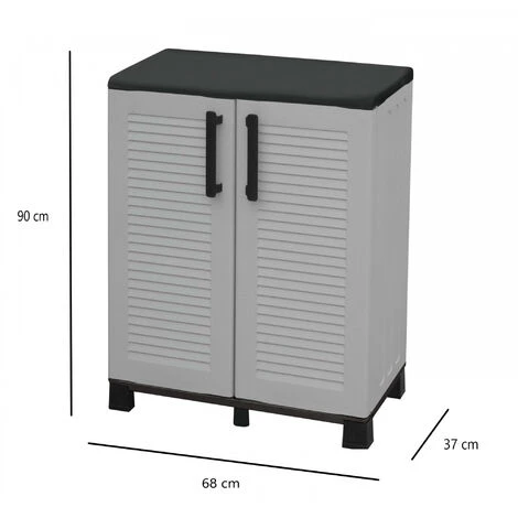 Dmora Cabinet Polyvalent Extérieure Ou Interne, Armoire Basse Avec 2 Portes Et 1 étagère En Polypropylène, 100% Made In Italy, 68x37h90 Cm, Couleur Grise 7 Dmora Cabinet Polyvalent Extérieure Ou Interne, Armoire Basse Avec 2 Portes Et 1 étagère En Polypropylène, 100% Made In Italy, 68x37h90 Cm, Couleur Grise – Image 5