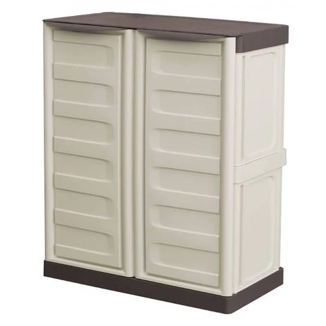 Dmora Armoire Polyvalente Extérieure Ou Interne, Armoire Basse Avec 2 Portes Et 1 étagère En Polypropylène, 100% Made In Italy, 70x39h86 Cm, Couleur Beige 4 Dmora Armoire Polyvalente Extérieure Ou Interne, Armoire Basse Avec 2 Portes Et 1 étagère En Polypropylène, 100% Made In Italy, 70x39h86 Cm, Couleur Beige – Image 2