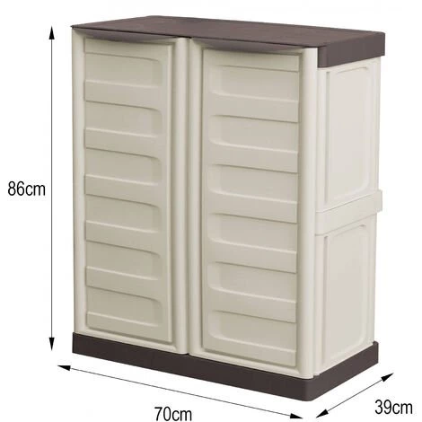 Dmora Armoire Polyvalente Extérieure Ou Interne, Armoire Basse Avec 2 Portes Et 1 étagère En Polypropylène, 100% Made In Italy, 70x39h86 Cm, Couleur Beige 7 Dmora Armoire Polyvalente Extérieure Ou Interne, Armoire Basse Avec 2 Portes Et 1 étagère En Polypropylène, 100% Made In Italy, 70x39h86 Cm, Couleur Beige – Image 5
