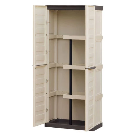 Dmora Armoire Extérieure Ou Intérieure, 2 Portes Et 3 Niveaux En Polypropylène, 100% Made In Italy, 70x39h165 Cm, Couleur Beige 5 Dmora Armoire Extérieure Ou Intérieure, 2 Portes Et 3 Niveaux En Polypropylène, 100% Made In Italy, 70x39h165 Cm, Couleur Beige – Image 3