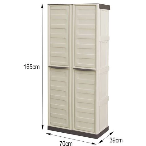 Dmora Armoire Extérieure Ou Intérieure, 2 Portes Et 3 Niveaux En Polypropylène, 100% Made In Italy, 70x39h165 Cm, Couleur Beige 7 Dmora Armoire Extérieure Ou Intérieure, 2 Portes Et 3 Niveaux En Polypropylène, 100% Made In Italy, 70x39h165 Cm, Couleur Beige – Image 5