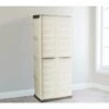 Dmora Armoire Polyvalente Extérieure Ou Intérieure, 2 Portables Mobiles Et 3 Niveaux En Polypropylène, 100% Made In Italy, 70x39h165 Cm, Couleur Beige -Rangement de jardin Soldes 51776687 1