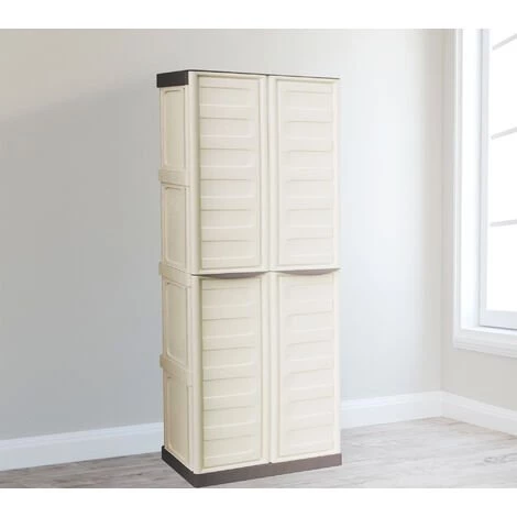 Dmora Armoire Polyvalente Extérieure Ou Intérieure, 2 Portables Mobiles Et 3 Niveaux En Polypropylène, 100% Made In Italy, 70x39h165 Cm, Couleur Beige 3 Dmora Armoire Polyvalente Extérieure Ou Intérieure, 2 Portables Mobiles Et 3 Niveaux En Polypropylène, 100% Made In Italy, 70x39h165 Cm, Couleur Beige