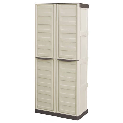 Dmora Armoire Polyvalente Extérieure Ou Intérieure, 2 Portables Mobiles Et 3 Niveaux En Polypropylène, 100% Made In Italy, 70x39h165 Cm, Couleur Beige 4 Dmora Armoire Polyvalente Extérieure Ou Intérieure, 2 Portables Mobiles Et 3 Niveaux En Polypropylène, 100% Made In Italy, 70x39h165 Cm, Couleur Beige – Image 2