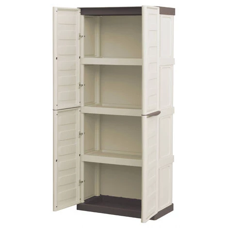 Dmora Armoire Polyvalente Extérieure Ou Intérieure, 2 Portables Mobiles Et 3 Niveaux En Polypropylène, 100% Made In Italy, 70x39h165 Cm, Couleur Beige 5 Dmora Armoire Polyvalente Extérieure Ou Intérieure, 2 Portables Mobiles Et 3 Niveaux En Polypropylène, 100% Made In Italy, 70x39h165 Cm, Couleur Beige – Image 3