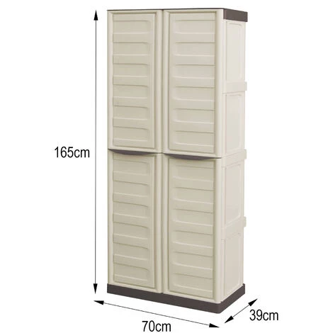 Dmora Armoire Polyvalente Extérieure Ou Intérieure, 2 Portables Mobiles Et 3 Niveaux En Polypropylène, 100% Made In Italy, 70x39h165 Cm, Couleur Beige 7 Dmora Armoire Polyvalente Extérieure Ou Intérieure, 2 Portables Mobiles Et 3 Niveaux En Polypropylène, 100% Made In Italy, 70x39h165 Cm, Couleur Beige – Image 5